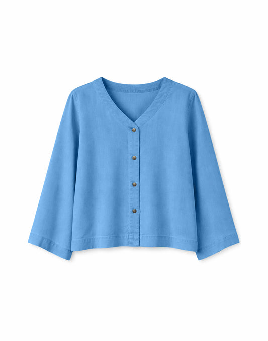 V-Neck Tencel Blouse dark blue wash