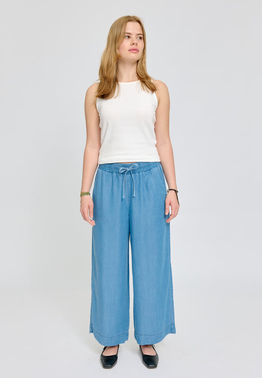 Wide Leg Tencel Pants Elastic light blue wash