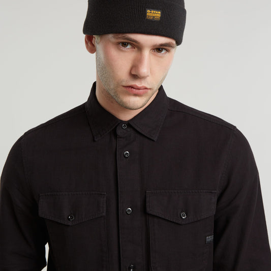 Marine Slim shirt l\s dk black gd