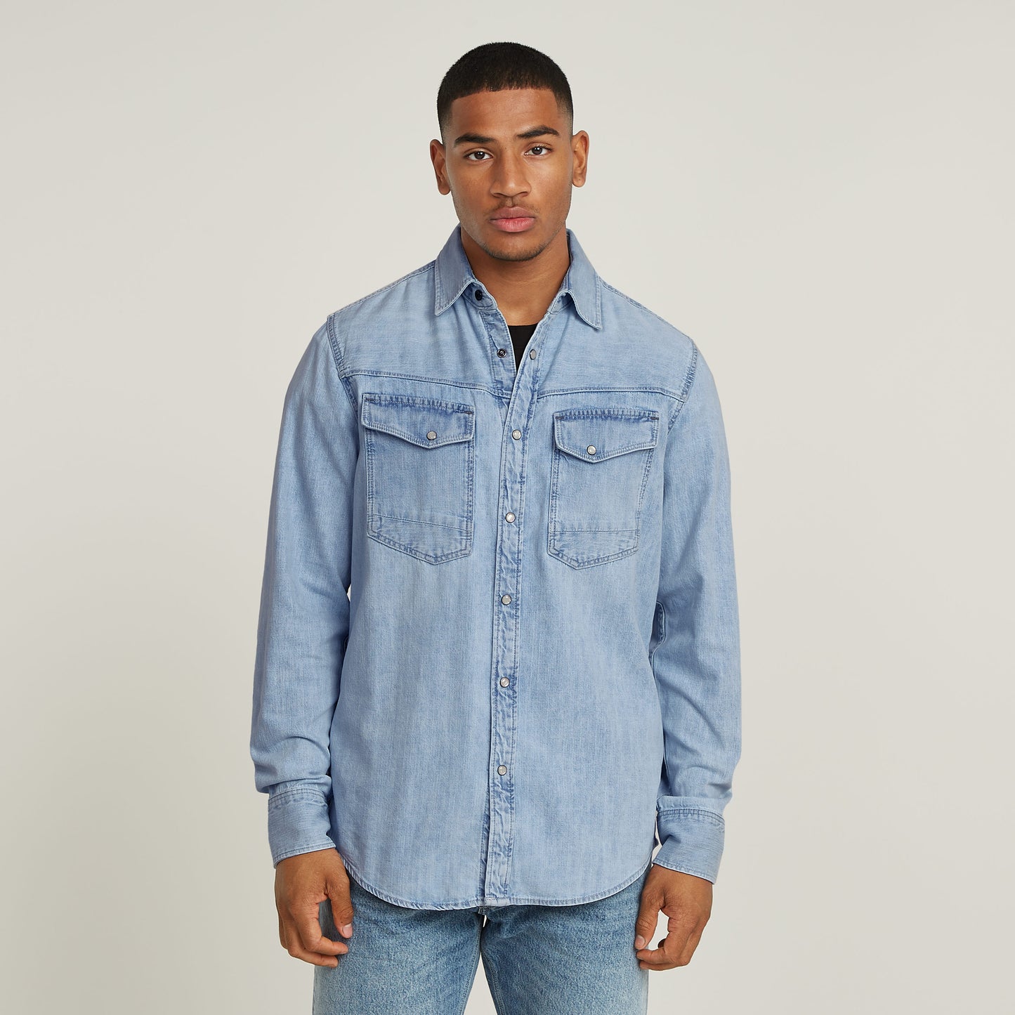 Slim Denim shirt sun faded blue mist | Bildmaterial bereitgestellt von SHOES.PLEASE.