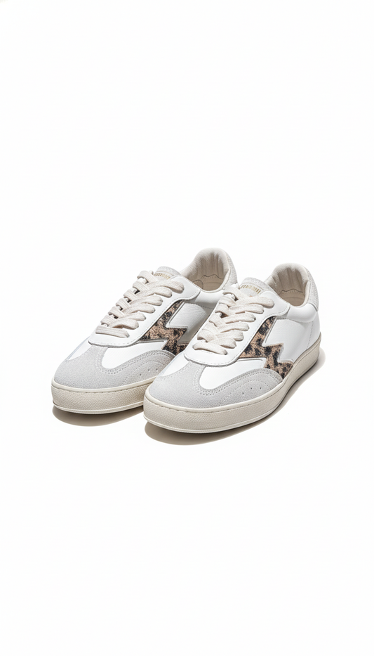 CLUB DELUXE BRUSHED TOBACCO LEOPARD PRINT SCRATCHED SUEDE LOGO white leo