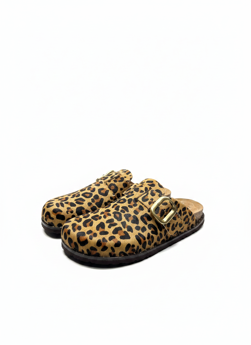 BOLUS-599 Zueco plano Leoprado natural | Bildmaterial bereitgestellt von SHOES.PLEASE.