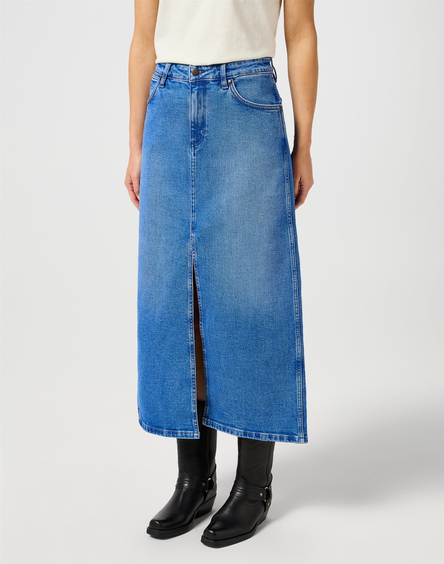 DENIM_MAXI_SKIRT ONCE_LOVED medium denim | Bildmaterial bereitgestellt von SHOES.PLEASE.