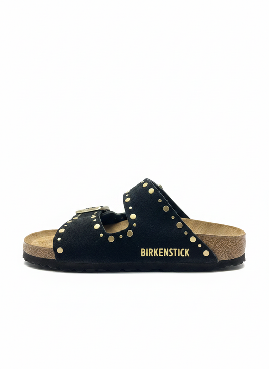 Arizona Rivets Suede Leather Women Narrow black