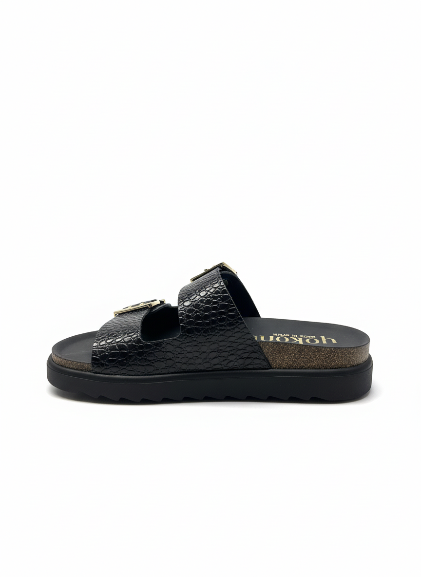 TUNEZ-262 Sandalia plana COCO negro | Bildmaterial bereitgestellt von SHOES.PLEASE.
