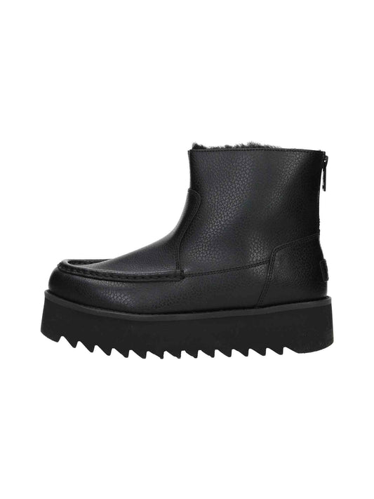 Classic Rising Heel Zip pebbled black