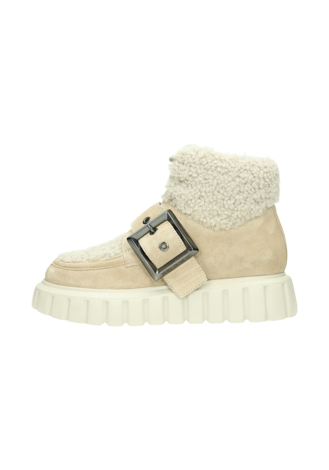 Grenelle Lace Buckle Fur Suede  lt.beige | Bildmaterial bereitgestellt von SHOES.PLEASE.