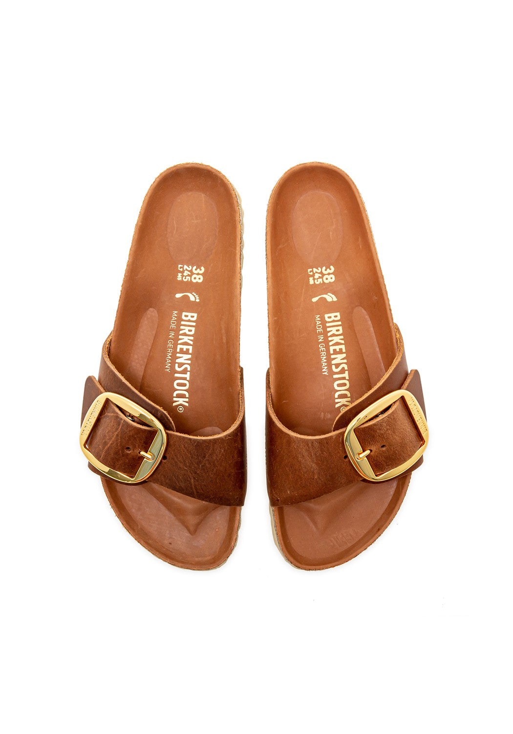 Madrid Big Buckle Oiled Leather Women Narrow cognac | Bildmaterial bereitgestellt von SHOES.PLEASE.