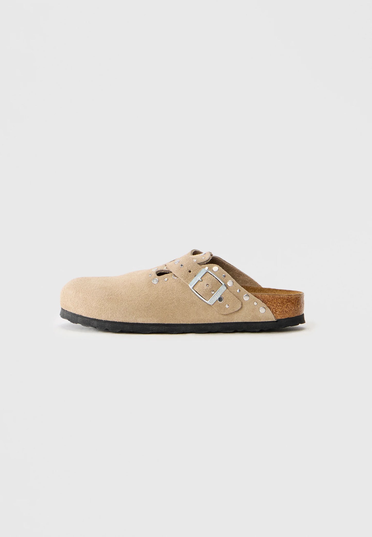Boston Rivets Suede Leather Women Narrow taupe | Bildmaterial bereitgestellt von SHOES.PLEASE.