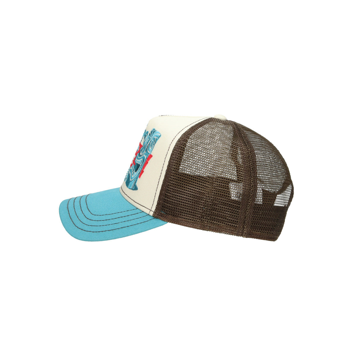 Trucker Cap Tiki Lounge blau braun | Bildmaterial bereitgestellt von SHOES.PLEASE.