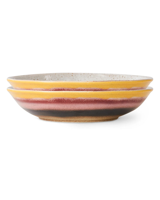 70s ceramics curry bowls hibiscus (set