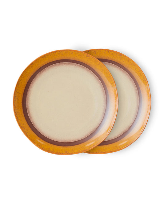 70s ceramics dinner plates coconut (set