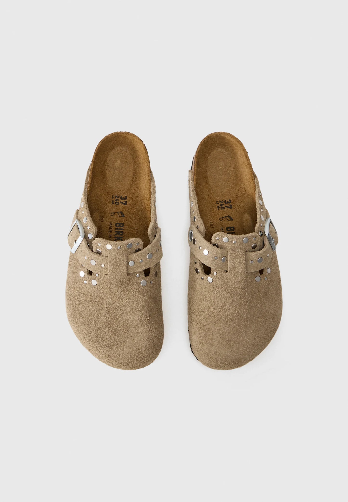 Boston Rivets Suede Leather Women Narrow taupe | Bildmaterial bereitgestellt von SHOES.PLEASE.