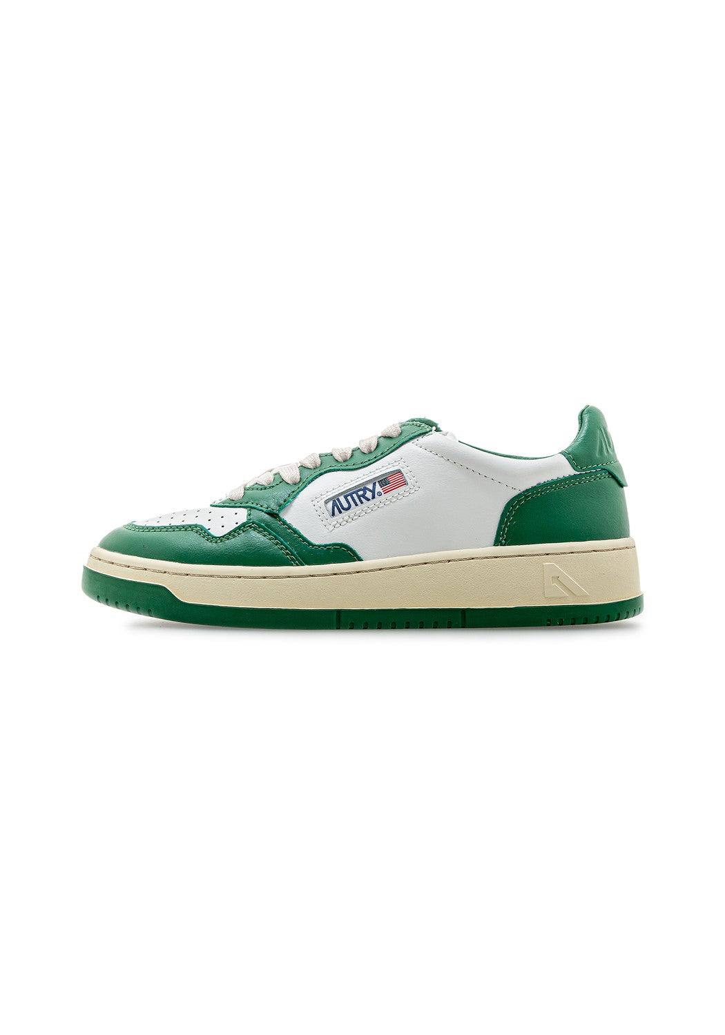 Autry 01 Low Wmn Leather/Leather wht/grn | Bildmaterial bereitgestellt von SHOES.PLEASE.