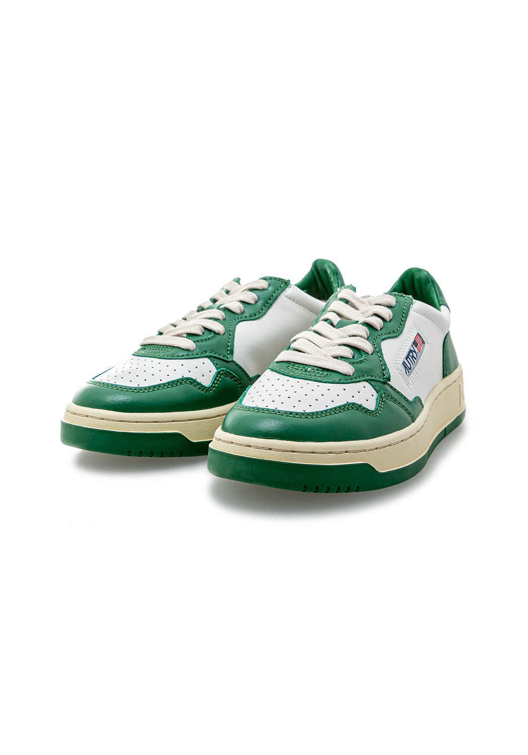 Autry 01 Low Wmn Leather/Leather wht/grn | Bildmaterial bereitgestellt von SHOES.PLEASE.