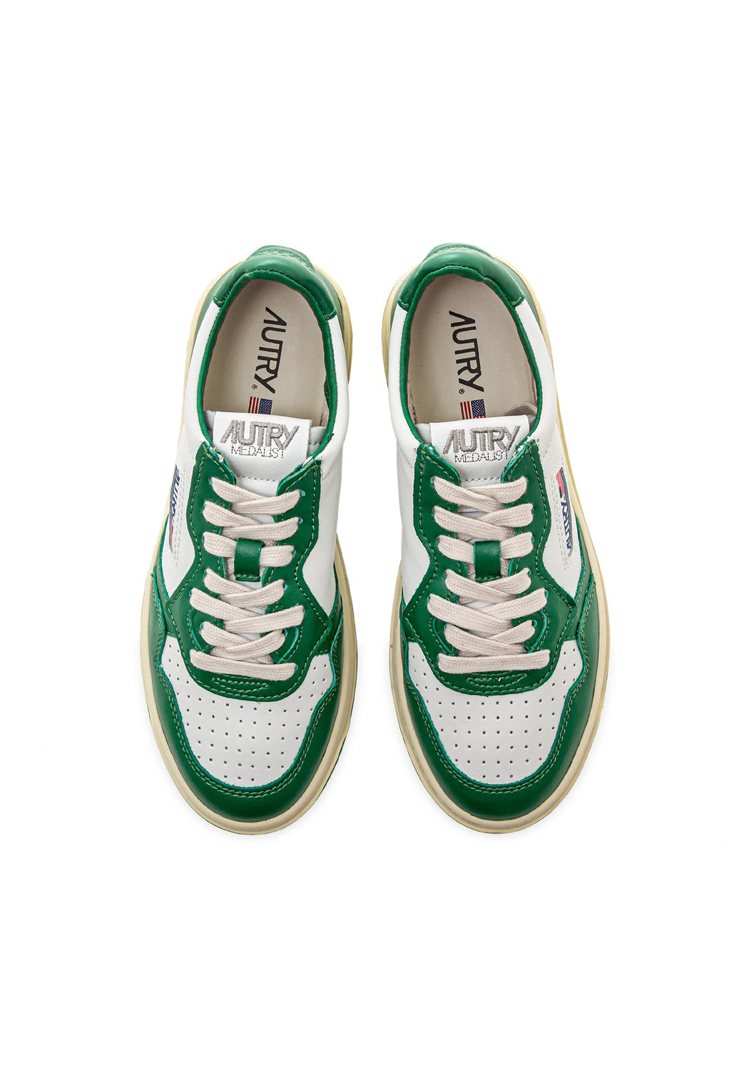 Autry 01 Low Wmn Leather/Leather wht/grn | Bildmaterial bereitgestellt von SHOES.PLEASE.