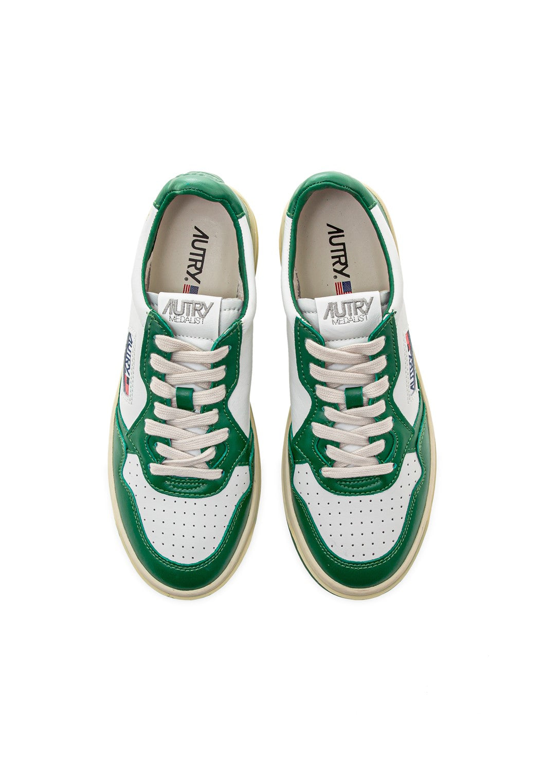 Autry 01 Low Men Leather/Leather wht/grn | Bildmaterial bereitgestellt von SHOES.PLEASE.