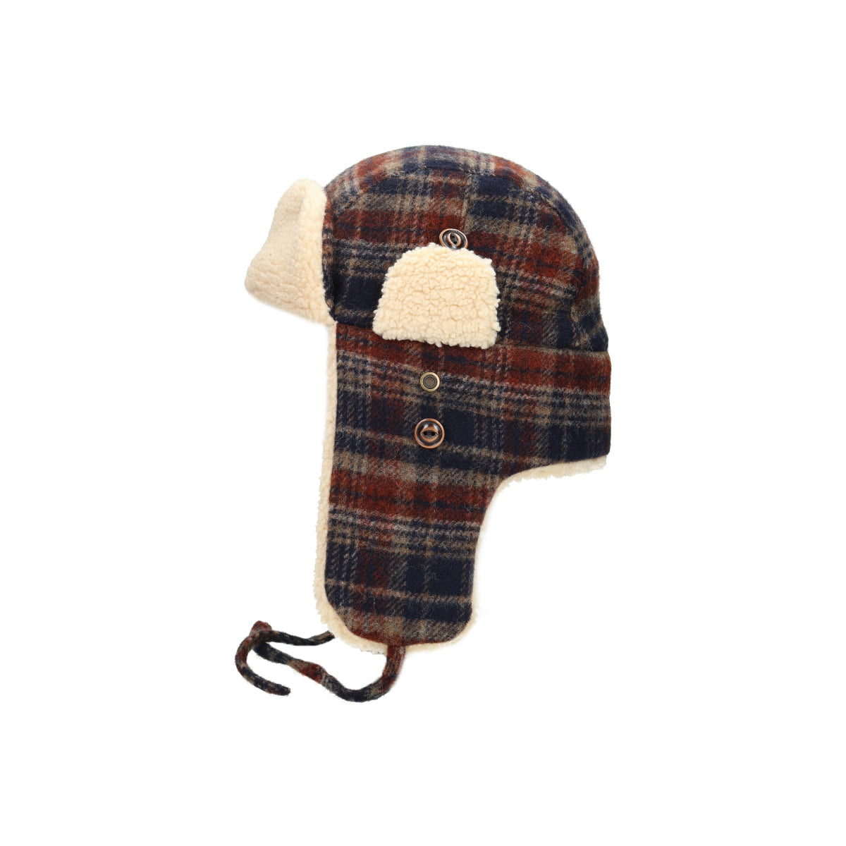 Bomber Cap Wool Check 228 braun blau | Bildmaterial bereitgestellt von SHOES.PLEASE.