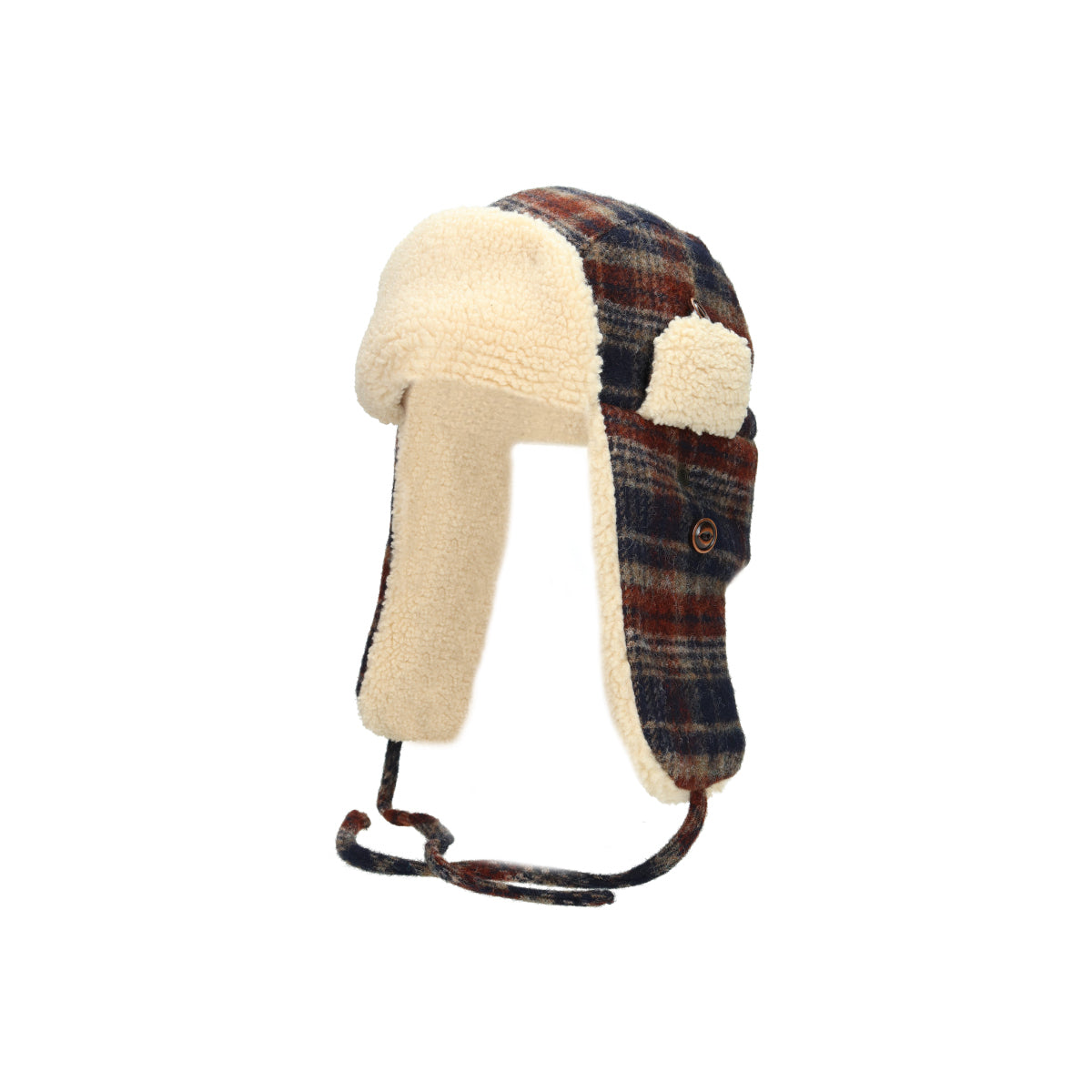 Bomber Cap Wool Check 228 braun blau | Bildmaterial bereitgestellt von SHOES.PLEASE.