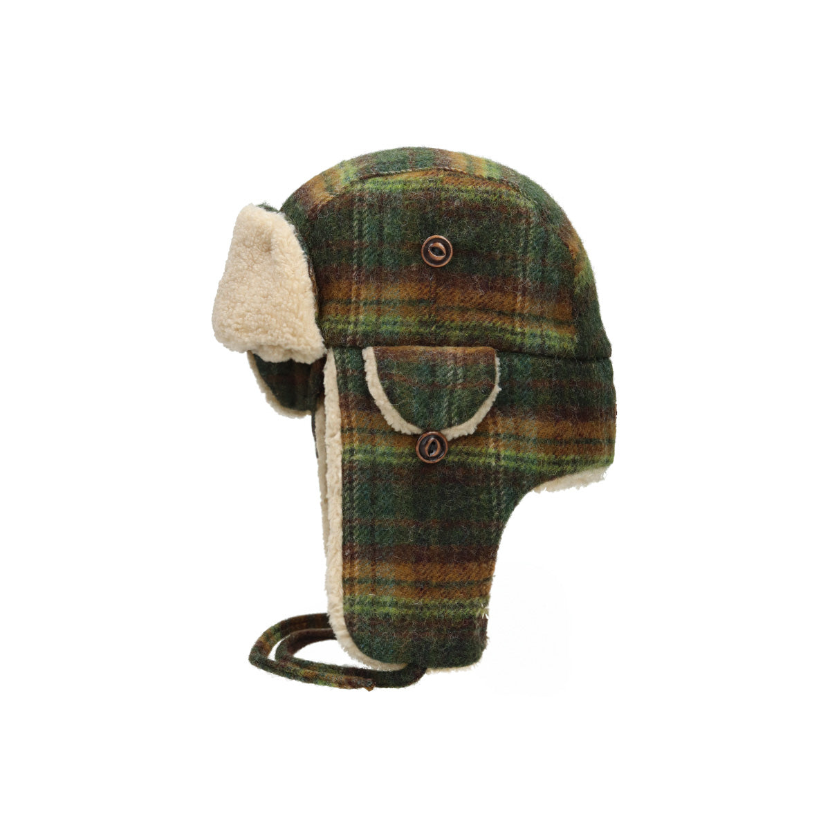 Bomber Cap Wool Check grün dunkelorange | Bildmaterial bereitgestellt von SHOES.PLEASE.