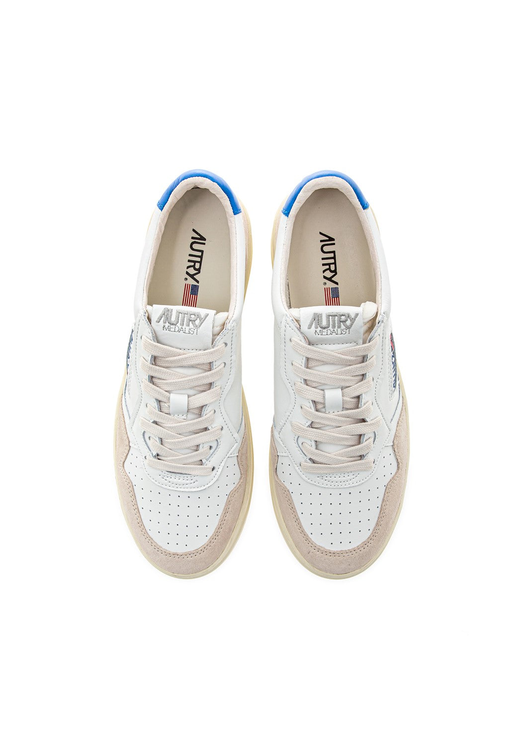 AUTRY 01 LOW MAN LEAT/SUEDE wht/princ bl | Bildmaterial bereitgestellt von SHOES.PLEASE.