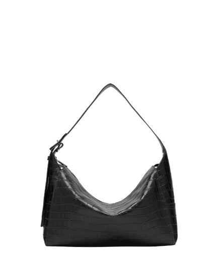 Lou 2 New Croco Hobo M black