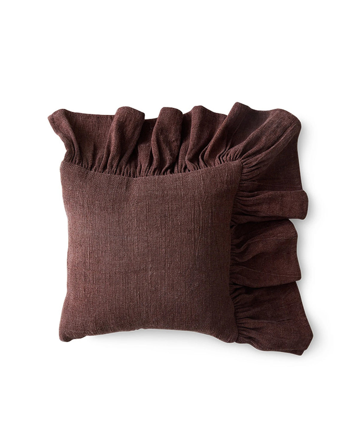 Ruffle cushion, chestnut (50x50cm) | Bildmaterial bereitgestellt von SHOES.PLEASE.