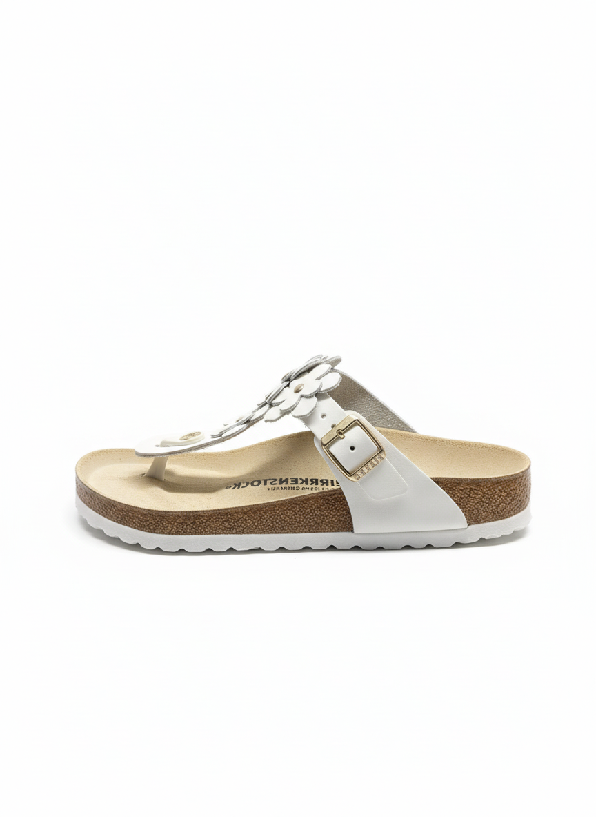 Gizeh Flower Embellishment Natural Leather Regular white | Bildmaterial bereitgestellt von SHOES.PLEASE.