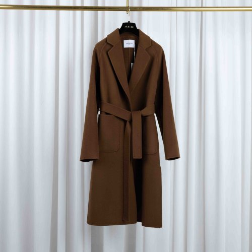 Cashmere Dames Jas Lang Double Face Jules Tabacco tabacco