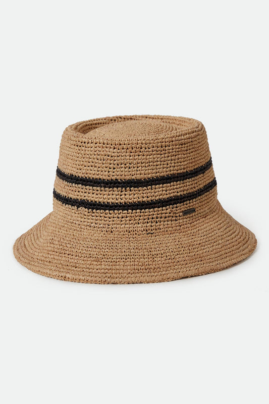 ELLEE STRAW BUCKET HAT tan black