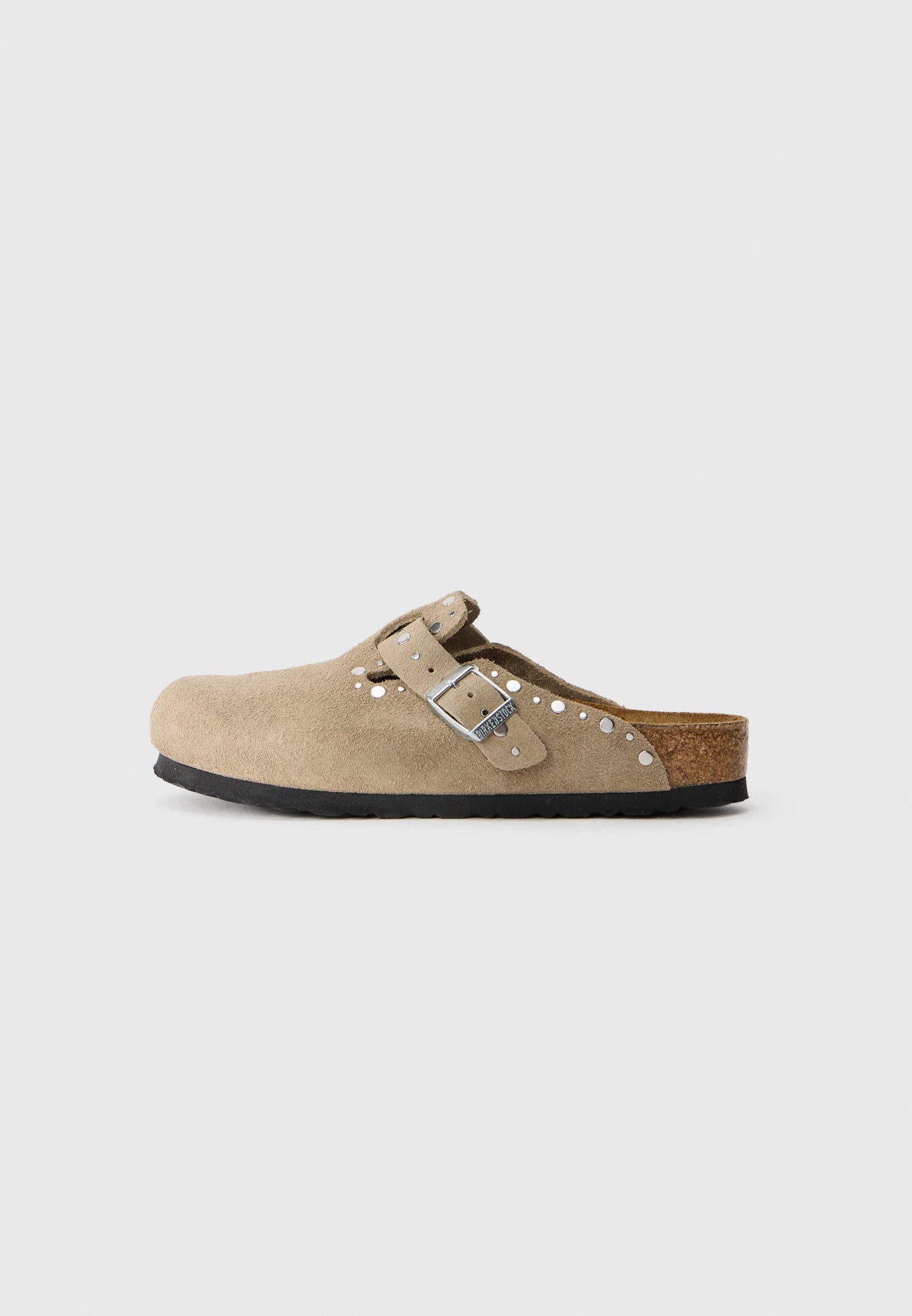 Boston Rivets Suede Leather Women Narrow taupe | Bildmaterial bereitgestellt von SHOES.PLEASE.