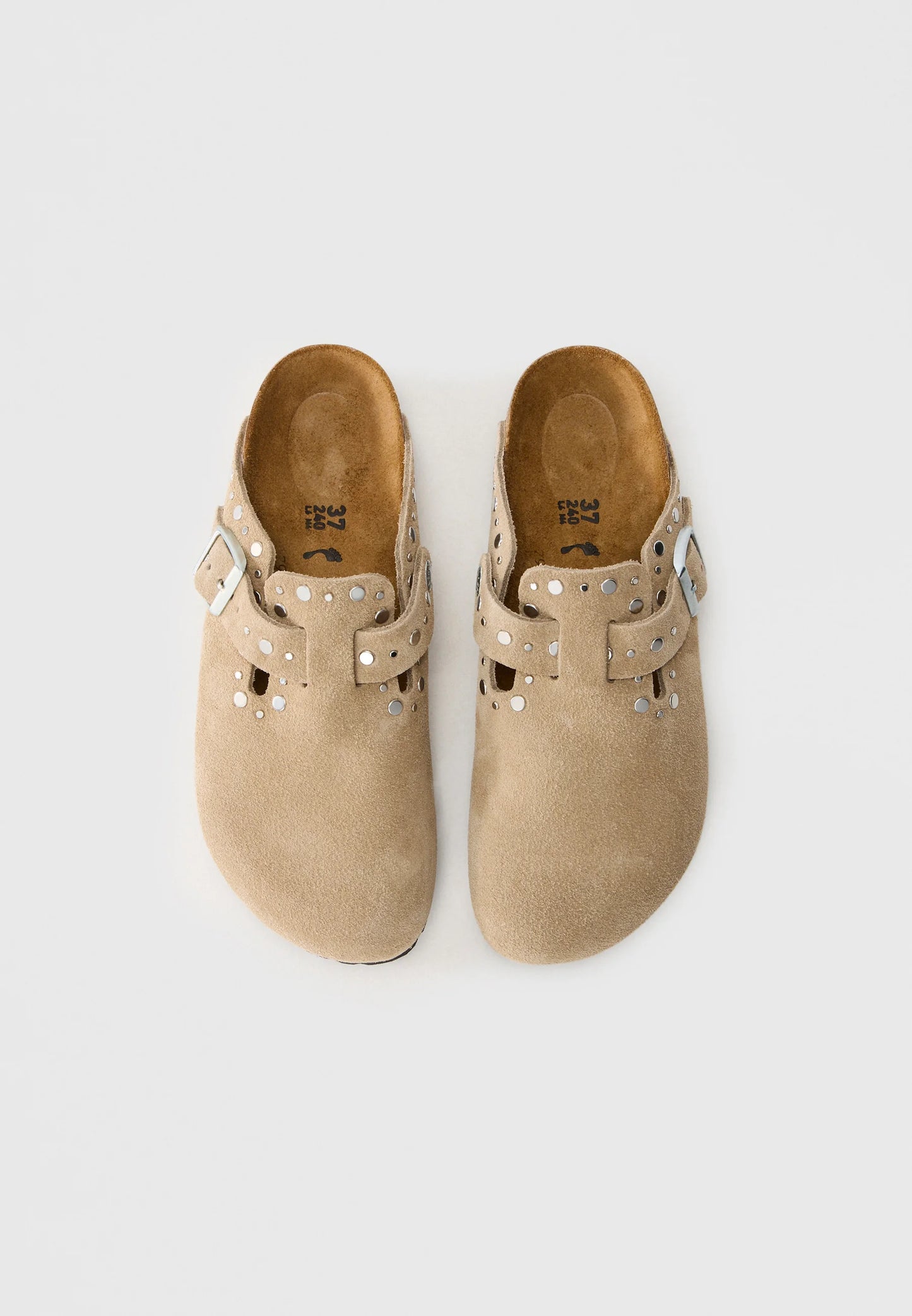 Boston Rivets Suede Leather Women Narrow taupe | Bildmaterial bereitgestellt von SHOES.PLEASE.