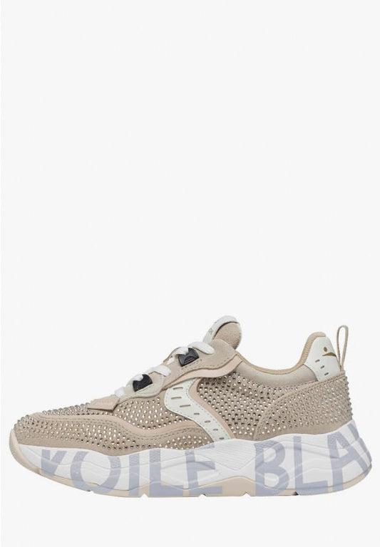 Club105. Suede/Strass beige/strass