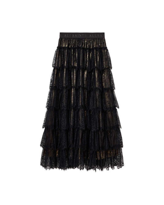 Rory Lace Maxi Skirt metallic gold