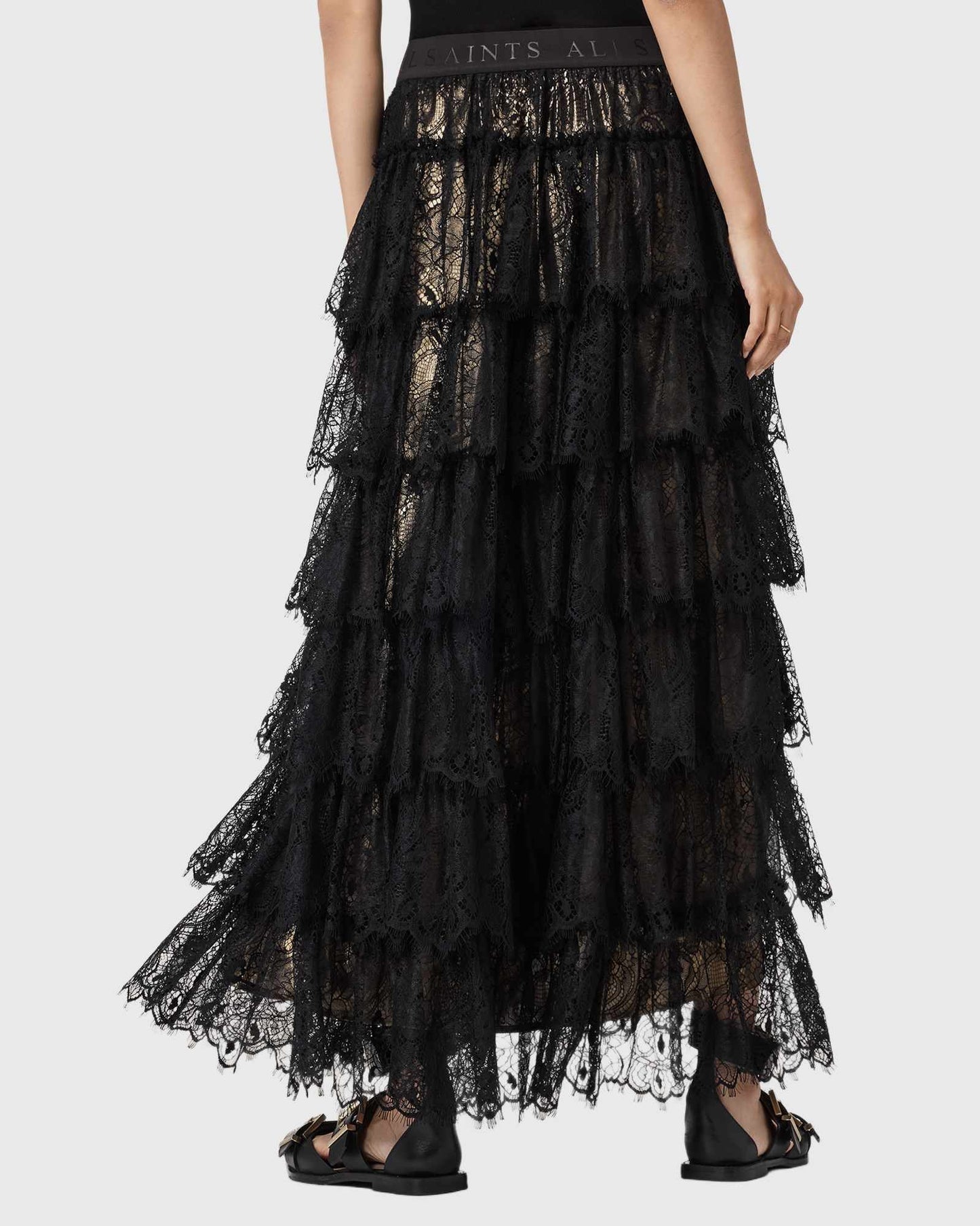 Rory Lace Maxi Skirt metallic gold | Bildmaterial bereitgestellt von SHOES.PLEASE.